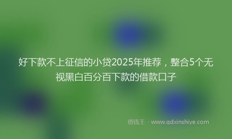 好下款不上征信的小贷2025年推荐，整合5个无视黑白百分百下款的借款口子