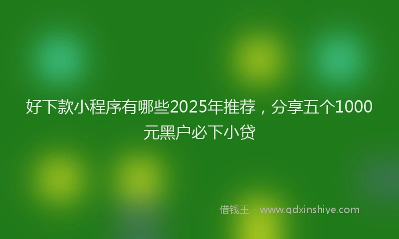 好下款小程序有哪些2025年推荐，分享五个1000元黑户必下小贷