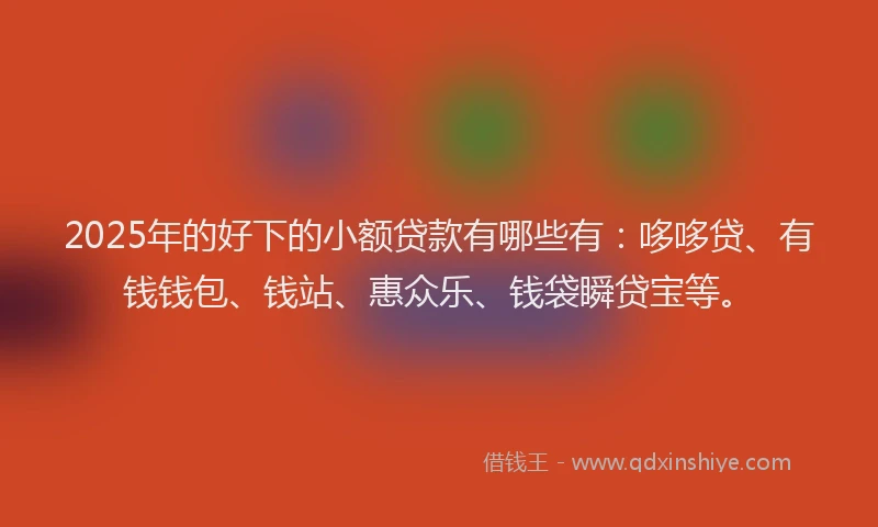 2025年的好下的小额贷款有哪些有：哆哆贷、有钱钱包、钱站、惠众乐、钱袋瞬贷宝等。