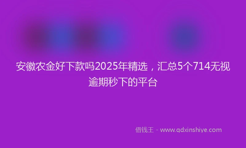 安徽农金好下款吗2025年精选，汇总5个714无视逾期秒下的平台