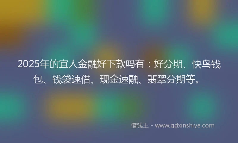 2025年的宜人金融好下款吗有：好分期、快鸟钱包、钱袋速借、现金速融、翡翠分期等。