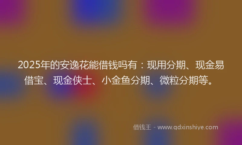 2025年的安逸花能借钱吗有:现用分期、现金易借宝、现金侠士、小金鱼分期、微粒分期等。