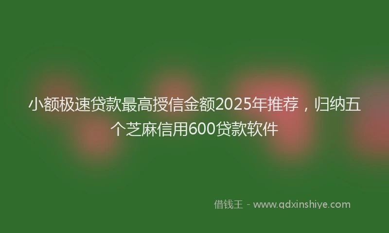小额极速贷款最高授信金额2025年推荐，归纳五个芝麻信用600贷款软件