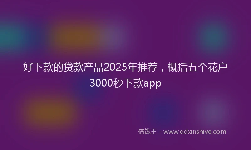 好下款的贷款产品2025年推荐，概括五个花户3000秒下款app