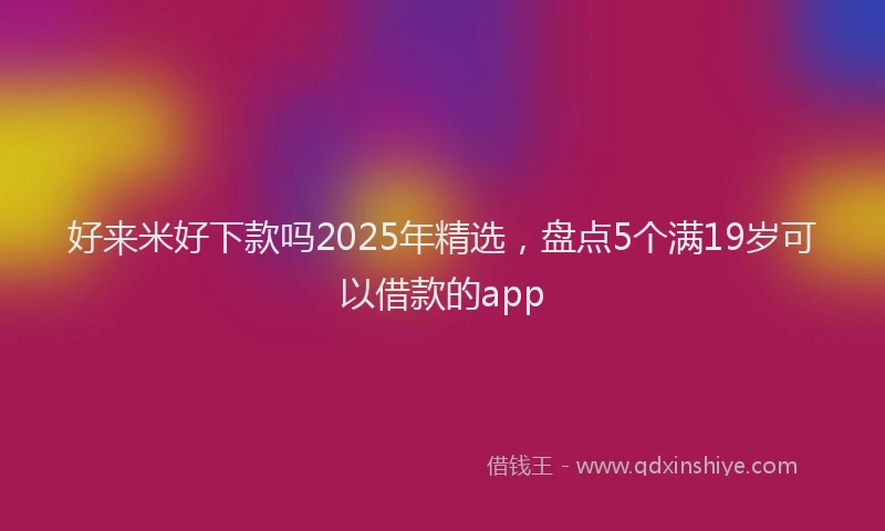 好来米好下款吗2025年精选，盘点5个满19岁可以借款的app