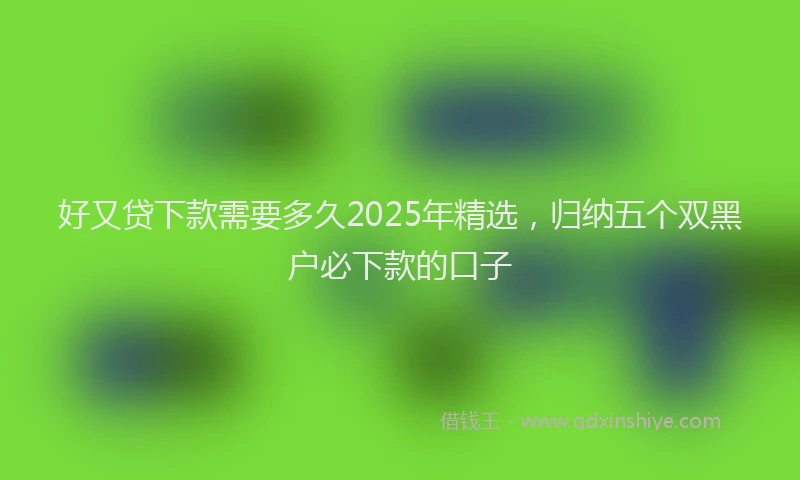 好又贷下款需要多久2025年精选，归纳五个双黑户必下款的口子