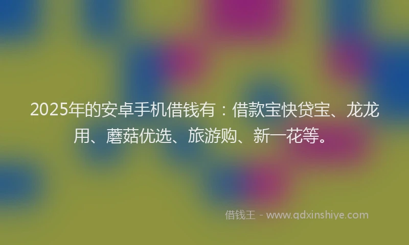 2025年的安卓手机借钱有：借款宝快贷宝、龙龙用、蘑菇优选、旅游购、新一花等。