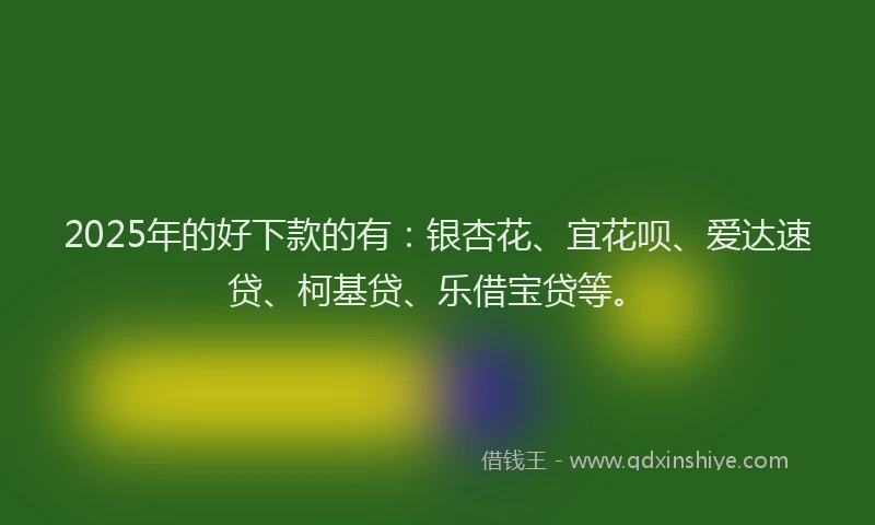 2025年的好下款的有：银杏花、宜花呗、爱达速贷、柯基贷、乐借宝贷等。