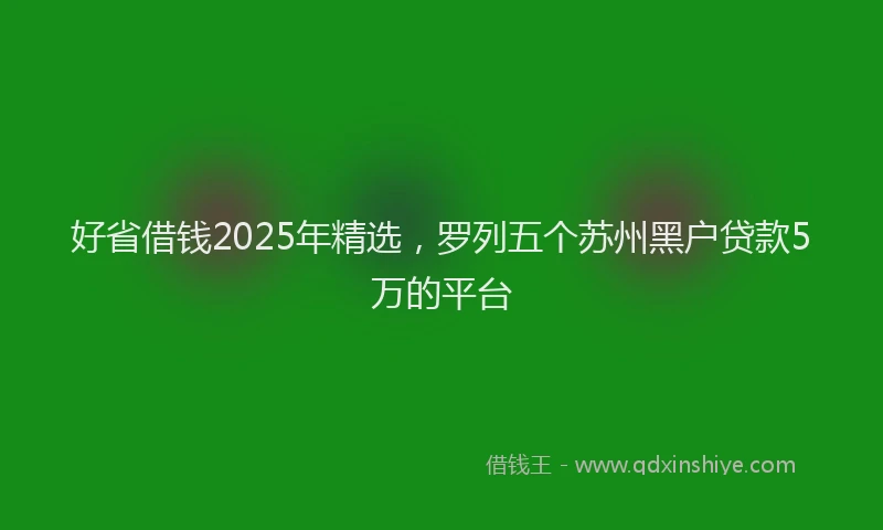 好省借钱2025年精选，罗列五个苏州黑户贷款5万的平台