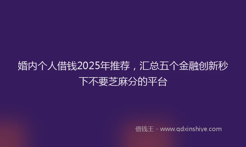 婚内个人借钱2025年推荐，汇总五个金融创新秒下不要芝麻分的平台