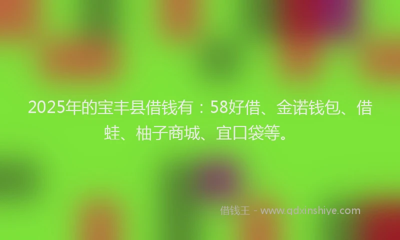 2025年的宝丰县借钱有：58好借、金诺钱包、借蛙、柚子商城、宜口袋等。