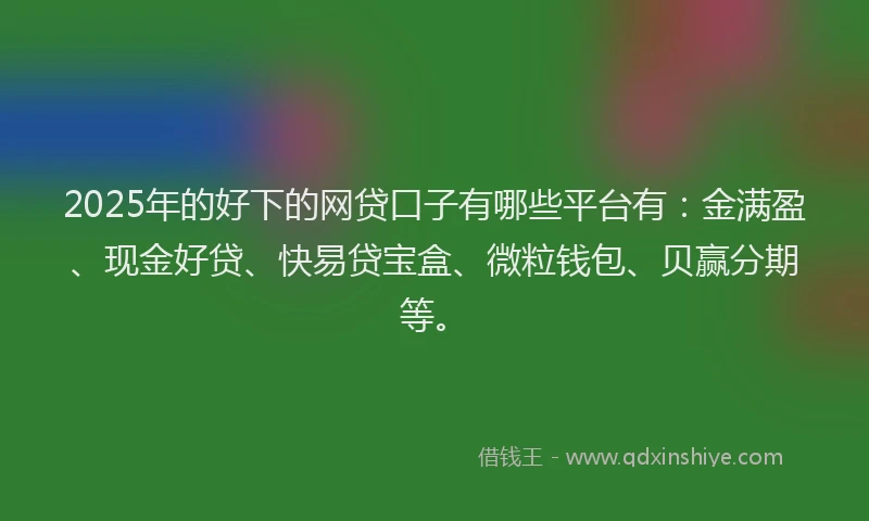 2025年的好下的网贷口子有哪些平台有：金满盈、现金好贷、快易贷宝盒、微粒钱包、贝赢分期等。