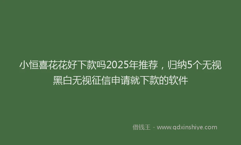 小恒喜花花好下款吗2025年推荐，归纳5个无视黑白无视征信申请就下款的软件