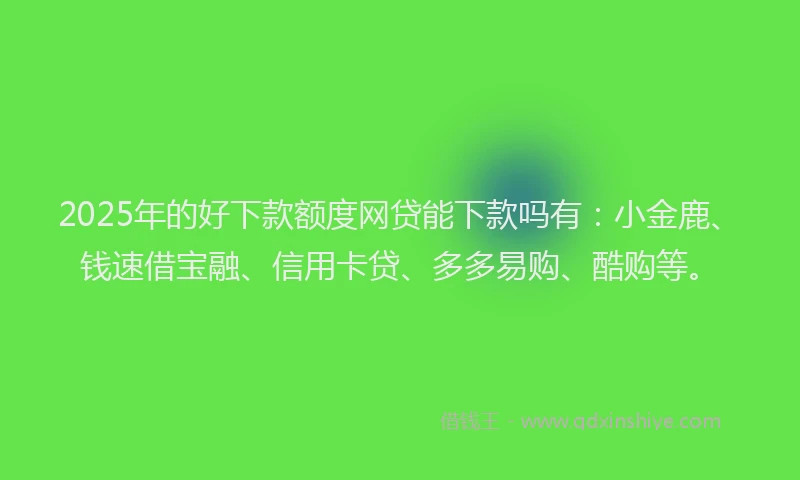 2025年的好下款额度网贷能下款吗有：小金鹿、钱速借宝融、信用卡贷、多多易购、酷购等。