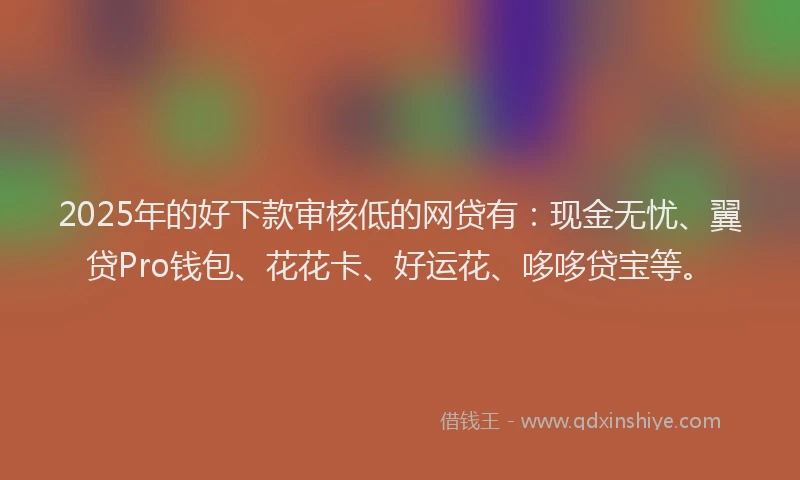 2025年的好下款审核低的网贷有：现金无忧、翼贷Pro钱包、花花卡、好运花、哆哆贷宝等。