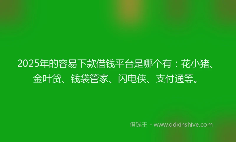 2025年的容易下款借钱平台是哪个有：花小猪、金叶贷、钱袋管家、闪电侠、支付通等。