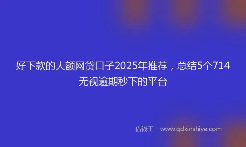 好下款的大额网贷口子2025年推荐，总结5个714无视逾期秒下的平台