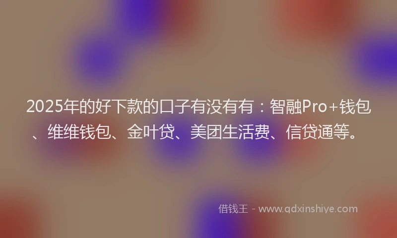 2025年的好下款的口子有没有有：智融Pro+钱包、维维钱包、金叶贷、美团生活费、信贷通等。