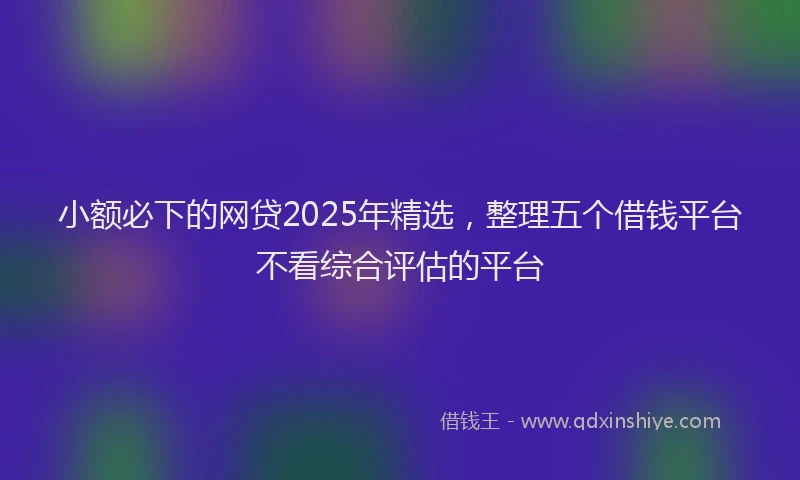 小额必下的网贷2025年精选，整理五个借钱平台不看综合评估的平台