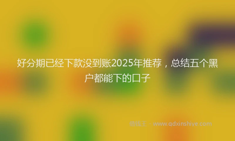好分期已经下款没到账2025年推荐，总结五个黑户都能下的口子