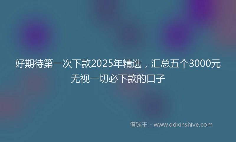 好期待第一次下款2025年精选，汇总五个3000元无视一切必下款的口子