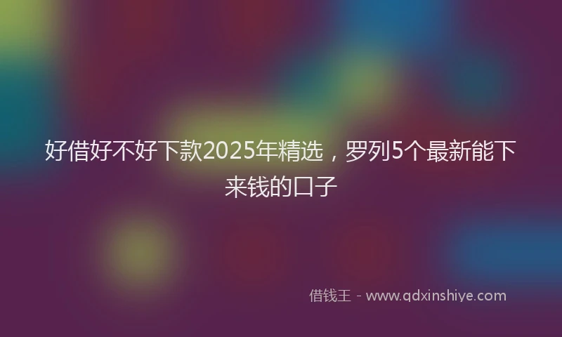好借好不好下款2025年精选，罗列5个最新能下来钱的口子