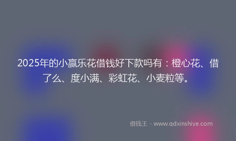 2025年的小赢乐花借钱好下款吗有：橙心花、借了么、度小满、彩虹花、小麦粒等。