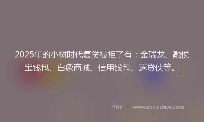 2025年的小树时代复贷被拒了有：金瑞龙、融悦宝钱包、白象商城、信用钱包、速贷侠等。