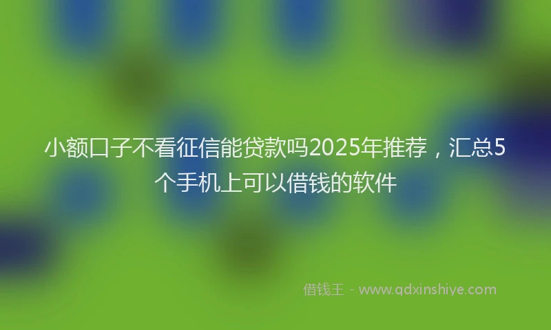 小额口子不看征信能贷款吗2025年推荐，汇总5个手机上可以借钱的软件