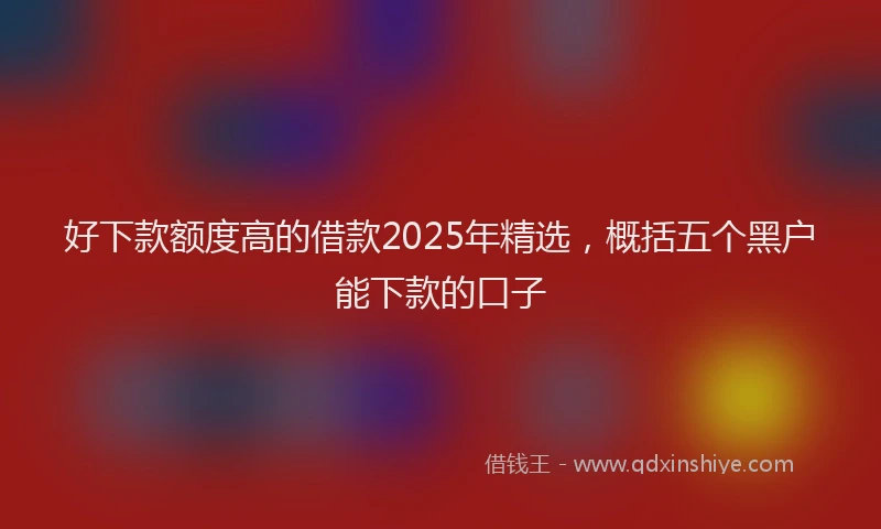 好下款额度高的借款2025年精选，概括五个黑户能下款的口子