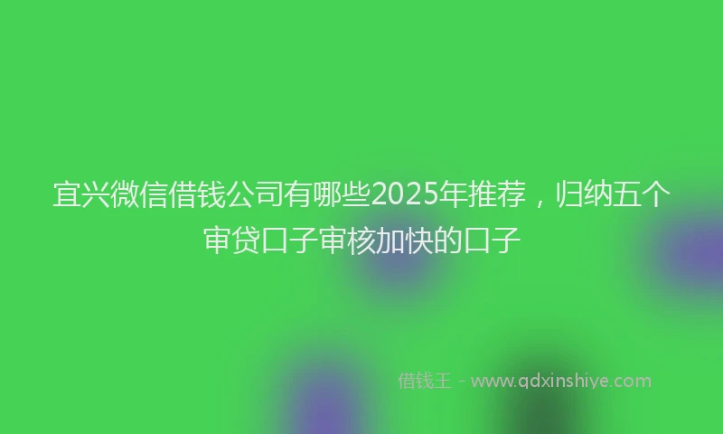 宜兴微信借钱公司有哪些2025年推荐，归纳五个审贷口子审核加快的口子