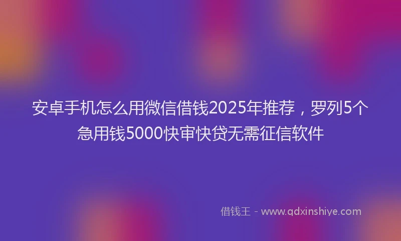 安卓手机怎么用微信借钱2025年推荐，罗列5个急用钱5000快审快贷无需征信软件