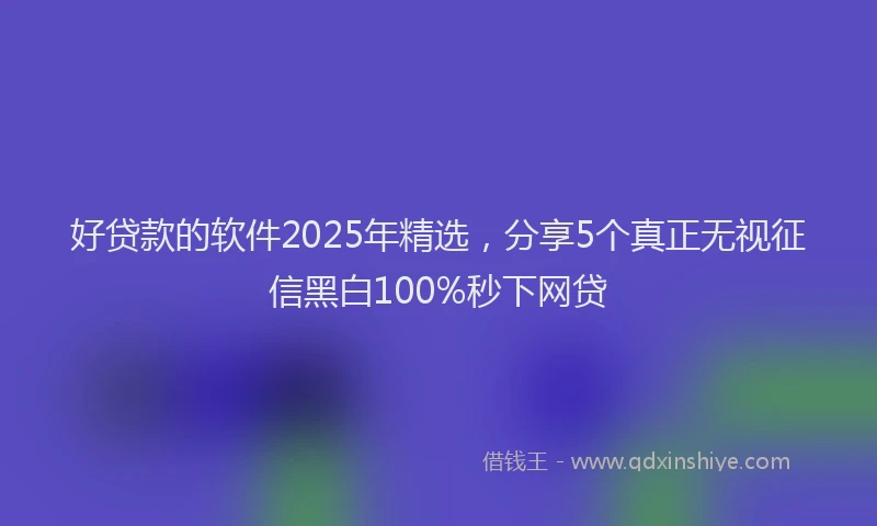 好贷款的软件2025年精选，分享5个真正无视征信黑白100%秒下网贷