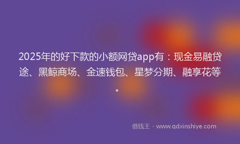 2025年的好下款的小额网贷app有：现金易融贷途、黑鲸商场、金速钱包、星梦分期、融享花等。