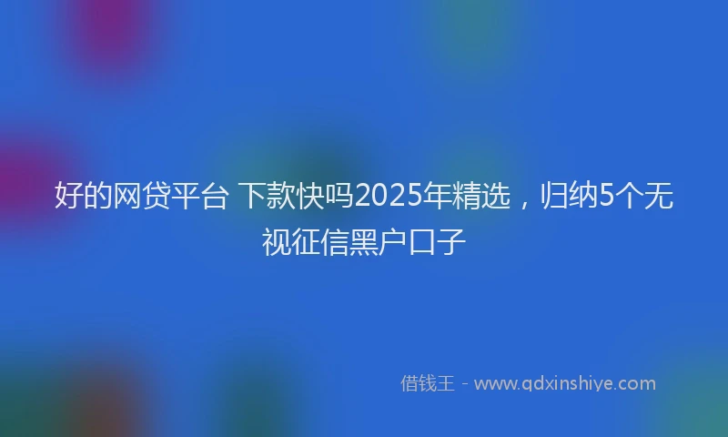 好的网贷平台 下款快吗2025年精选，归纳5个无视征信黑户口子