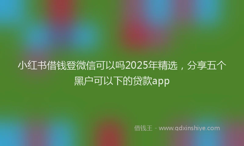 小红书借钱登微信可以吗2025年精选，分享五个黑户可以下的贷款app