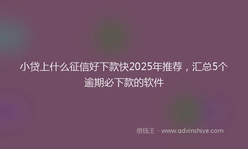小贷上什么征信好下款快2025年推荐，汇总5个逾期必下款的软件