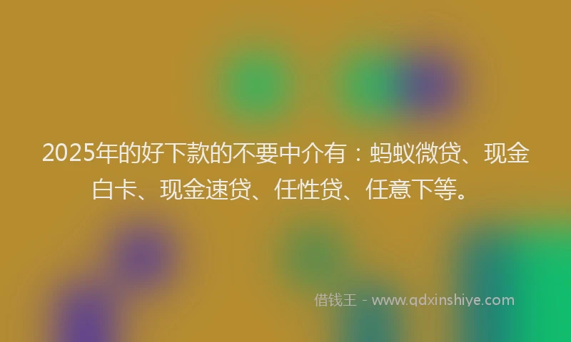 2025年的好下款的不要中介有：蚂蚁微贷、现金白卡、现金速贷、任性贷、任意下等。