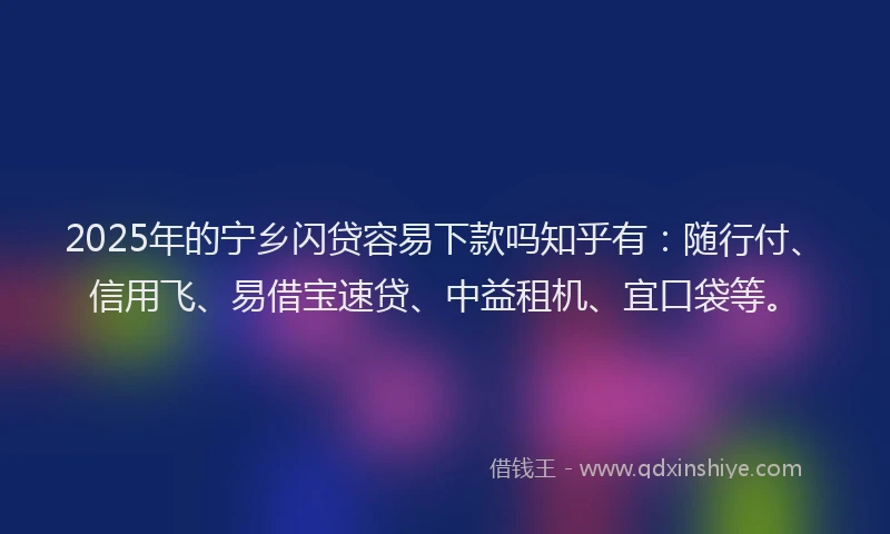 2025年的宁乡闪贷容易下款吗知乎有：随行付、信用飞、易借宝速贷、中益租机、宜口袋等。