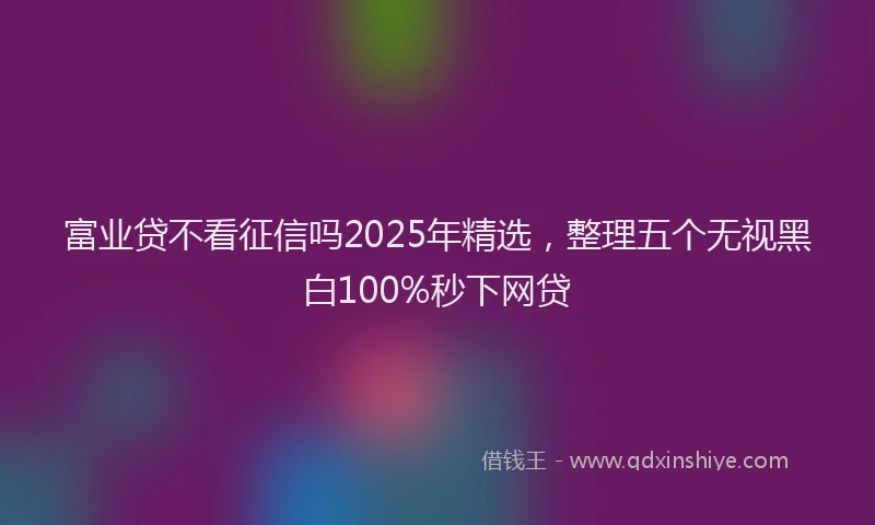 富业贷不看征信吗2025年精选，整理五个无视黑白100%秒下网贷