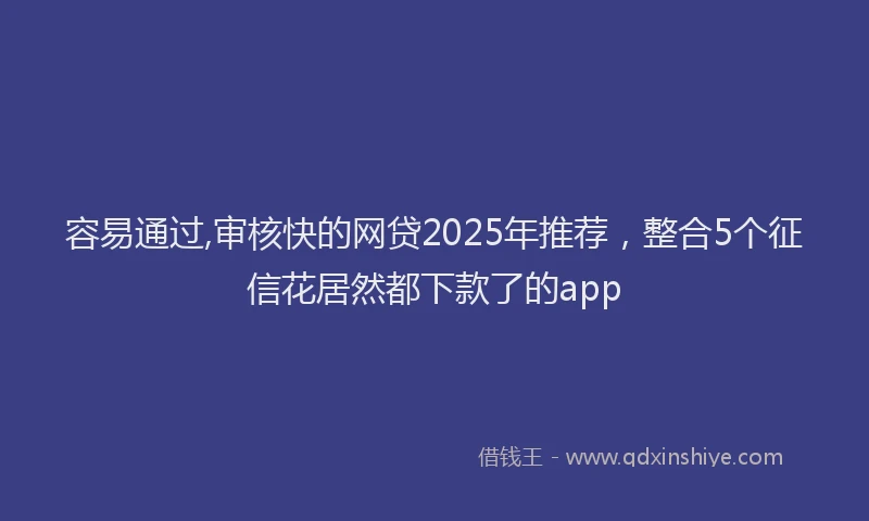 容易通过,审核快的网贷2025年推荐，整合5个征信花居然都下款了的app