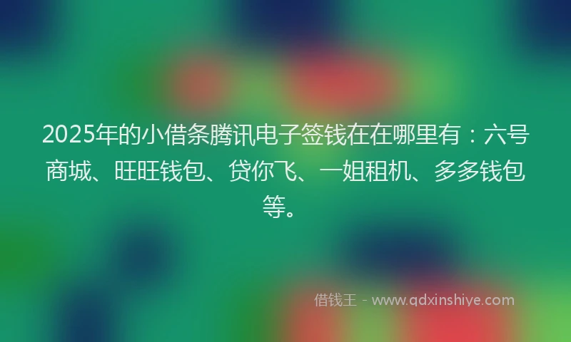 2025年的小借条腾讯电子签钱在在哪里有：六号商城、旺旺钱包、贷你飞、一姐租机、多多钱包等。