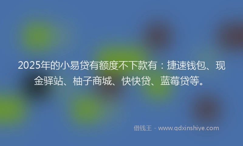 2025年的小易贷有额度不下款有：捷速钱包、现金驿站、柚子商城、快快贷、蓝莓贷等。