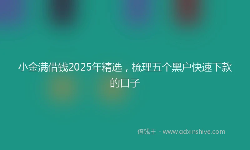 小金满借钱2025年精选，梳理五个黑户快速下款的口子