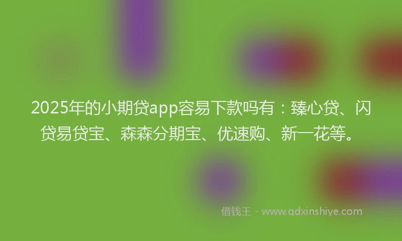 2025年的小期贷app容易下款吗有：臻心贷、闪贷易贷宝、森森分期宝、优速购、新一花等。
