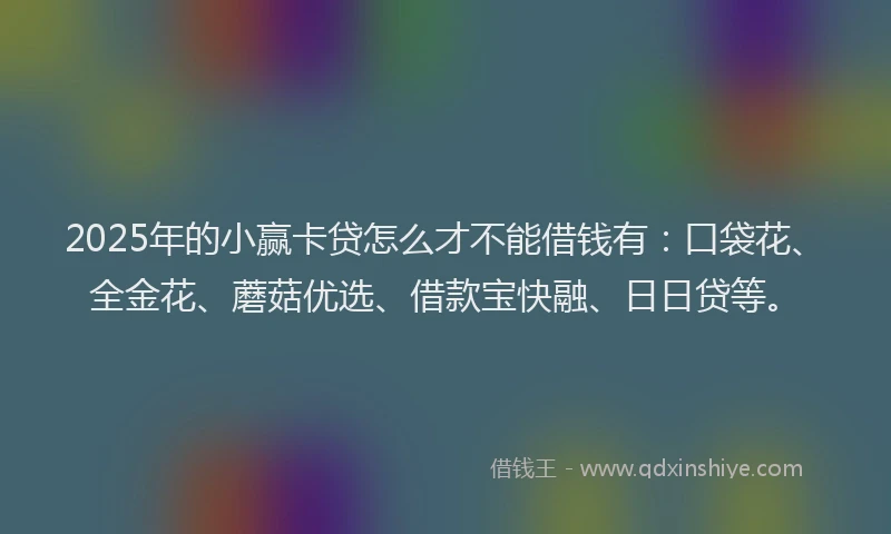 2025年的小赢卡贷怎么才不能借钱有：口袋花、全金花、蘑菇优选、借款宝快融、日日贷等。