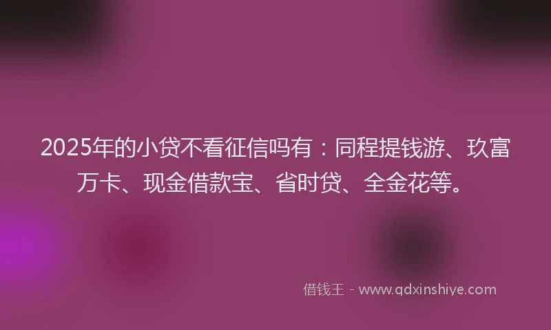 2025年的小贷不看征信吗有：同程提钱游、玖富万卡、现金借款宝、省时贷、全金花等。