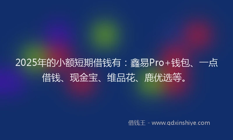 2025年的小额短期借钱有：鑫易Pro+钱包、一点借钱、现金宝、维品花、鹿优选等。