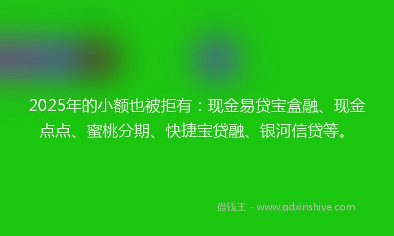 2025年的小额也被拒有：现金易贷宝盒融、现金点点、蜜桃分期、快捷宝贷融、银河信贷等。