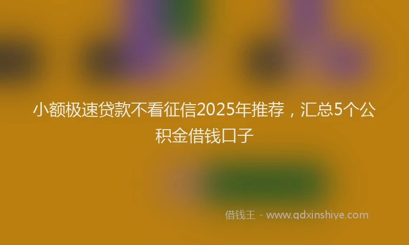 小额极速贷款不看征信2025年推荐，汇总5个公积金借钱口子